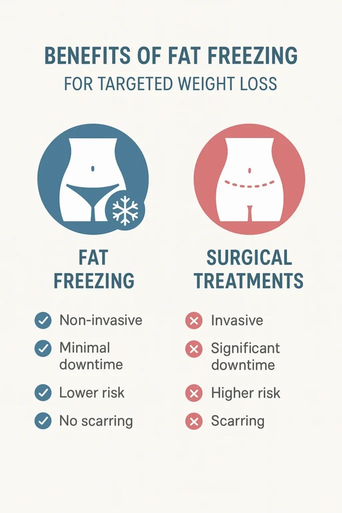 graphic showing the benefits of fat freezing Lymington
