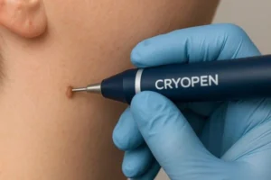 Person receiving skin tag removal Lymington