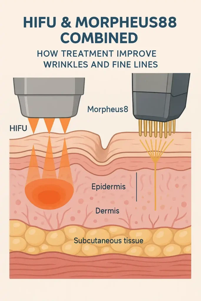 Diagram showing HIFU & Morpeus8 Lymington and the benefits for reduction in wrinkles and fine lines